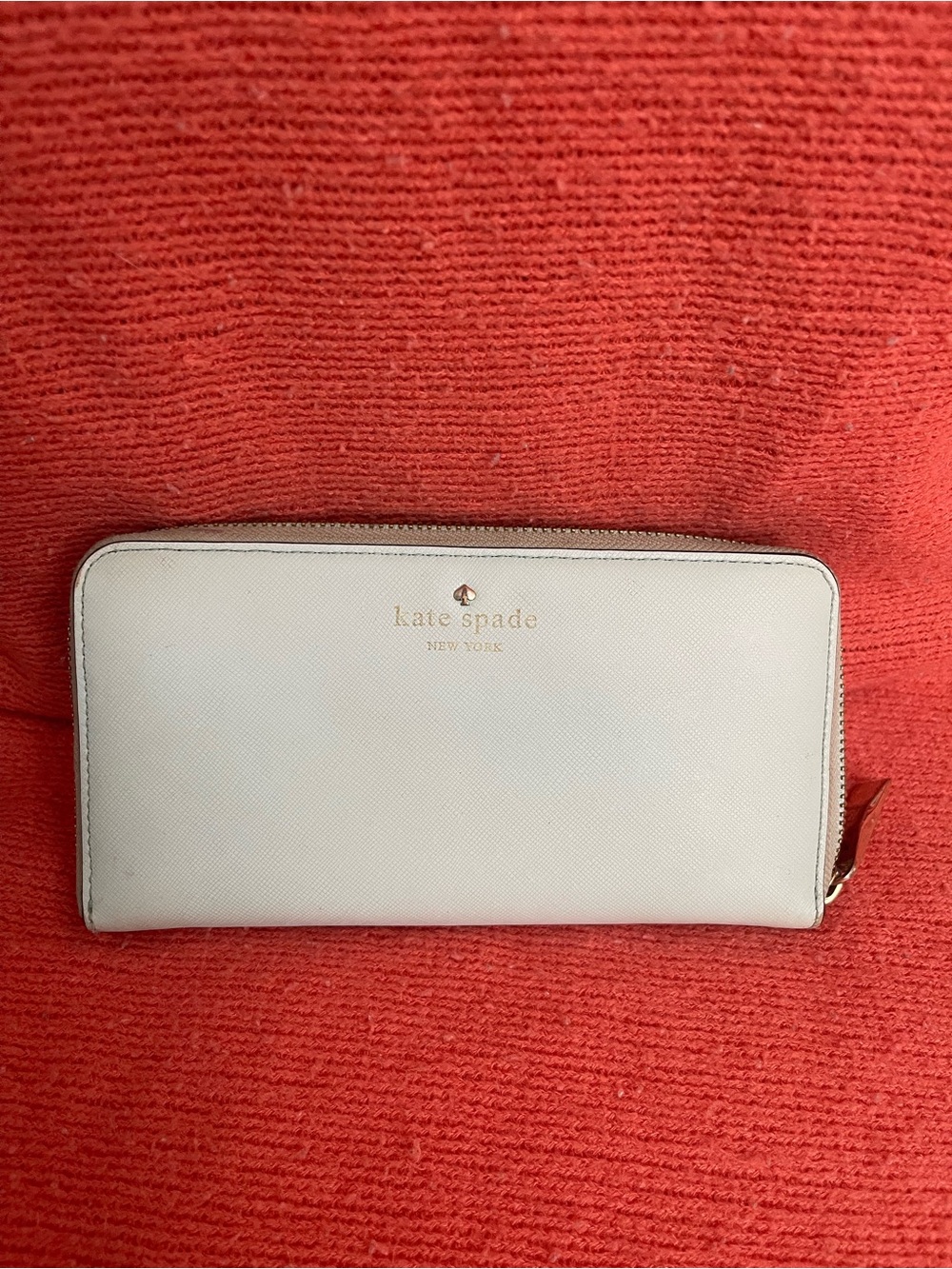kate spade mint green  Zip-Around Saffiano Wallet with Gold Logo